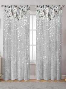 1 件植物花葉圖案印花窗簾 - 彩色 - 查看 1