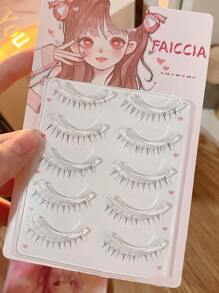 5 Pairs/Set Individual Flare Clusters 4-5mm Soft, Natural Fine Pointed-Tip Faux Mink Lashes, Volume And Wispy, Reusable Makeup Accessory For All Occasions Strip Lashes, Lashes, Eyelashes, Fake Lashes - Black - View 2