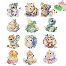 12入組5d鑽石畫貼紙套件適合兒童-可愛的卡通動物主題-兒童8-12歲的藝術與手工藝品創造力,用鑽石diy貼紙,作為兒童生日或節日禮物-18cm * 13cm - 彩色 - 查看 3