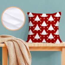 1 Stück Rote Weihnachtsbaum Muster Dekorative Kissenbezug Für Zuhause, Sofa, Schlafzimmer, Auto