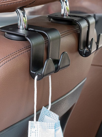 2pcs Car Back Seat Headrest Hook For Hanging Bag, Universal Vehicle Auto Multi-purpose Dual Hooks
