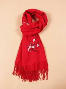 ผ้าพันคอผู้หญิง พืช เผ่า - สีแดง - ดู 2