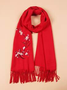 ผ้าพันคอผู้หญิง พืช เผ่า - สีแดง - ดู 1