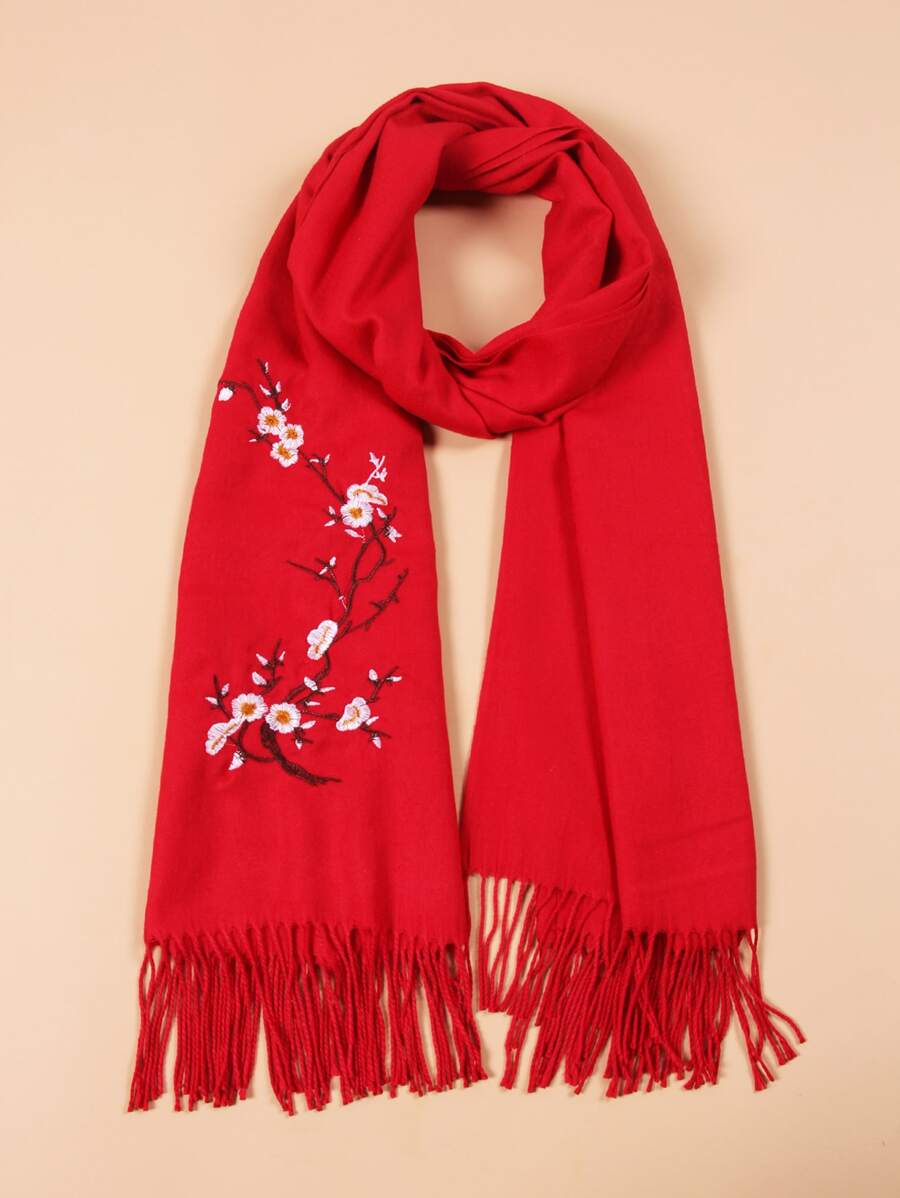 ผ้าพันคอผู้หญิง พืช เผ่า - สีแดง - ดู 1