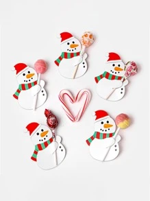50pcs Christmas Lollipop Candy Shaped Decorative Cards With Santa And Snowman Pattern For Diy Card Making Wedding Party Gift Bags - White - View 2