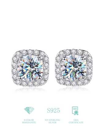 Esberry 1對0.5ct莫桑石鑽耳環女士s925純銀耳針,婚禮耳環,母親節,情人節,豪華女士珠寶禮物,適用於派對約會訂婚新娘珠寶