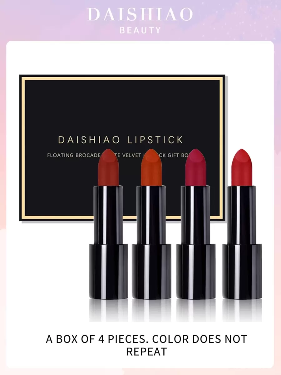 4 Piezas/set Barra De Labios Mate De Terciopelo Impermeable De Larga Duración Y Hidratante, Bálsamo Labial Sólido Cosmético - Multicolor - Ver 1