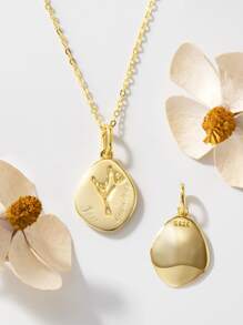 1入組 925純銀 12個月份幸運誕生花吊墜項鏈，附有45公分長的鍊子，花型標籤個人訂製項鍊，14K鍍金精美珠寶，適合於女士，妻子，女兒，母親感恩節禮物 - 3月 - 查看 2