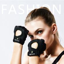 Breathable Cycling Gloves Fast-Drying Sports Fitness Half Finger Hand Protector Cover Unisex Non-Slip Riding Bike Gloves,Black Gloves, Gym - View 2