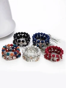 Bohemian Style Multi-layer Beaded Bracelet, Elastic Stretch - Colorful - View 2