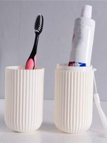 1件装便携式化妆刷收纳盒，旅行牙刷架，笔筒套装，带盖多功能杯，适用于浴室用品、房间、浴室、家居、粉色房间、旅行用品、礼品袋、送给妈妈、爸爸、男士、朋友、老师的礼物、生日礼物、婚礼礼物、办公桌、置物架、配件、礼品盒、趣味礼物、收纳袋、化妆包、洗漱包、桌面收纳盒、化妆包、化妆袋、珠宝盒、收纳袋、化妆刷架、刷架、香水收纳盒、收纳袋、女士礼物、圣诞礼物、女士礼物创意、房间装饰 - 白色 - 查看 6