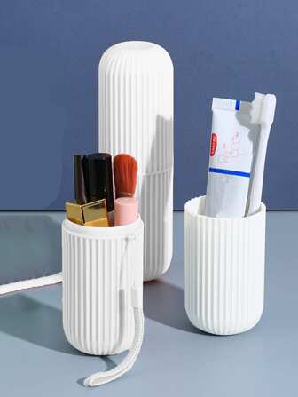 1件装便携式化妆刷收纳盒，旅行牙刷架，笔筒套装，带盖多功能杯，适用于浴室用品、房间、浴室、家居、粉色房间、旅行用品、礼品袋、送给妈妈、爸爸、男士、朋友、老师的礼物、生日礼物、婚礼礼物、办公桌、置物架、配件、礼盒、趣味礼物、收纳袋、化妆包、洗漱包、桌面收纳盒、化妆包、化妆袋、珠宝盒、化妆刷架、刷子架、香水收纳盒、小袋、女士礼物、圣诞礼物、女士礼物创意