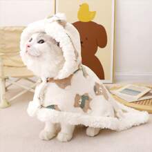 Pet Cartoon Patterned Cute Hooded Cape Pajamas - Beige - View 6