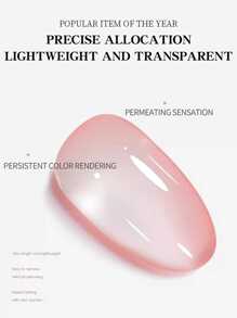 1瓶15毫升果冻玻璃凝胶指甲油，半透明，秋冬季流行的凝胶美甲产品，可卸除，LED/UV凝胶指甲油，适合家庭美甲沙龙DIY，女士美甲礼物 - 藕粉色 - 查看 3