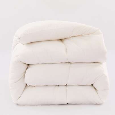 1件白色绗缝被，纤维缝制四季通用毯，大号双人/单人尺寸，春秋季透气被。