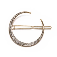 3入組幾何設計髮夾套裝帶月亮,雪花,和星形水鑽裝飾用品,髮夾 - 金色 - 查看 5