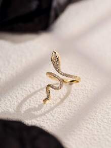 Nooxian 1pc Women's Stainless Steel Vintage Snake Shape Open Ring