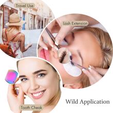 1 Pieza Espejo De Extensión De Pestañas En Forma De Rectángulo De Acero Inoxidable, Herramienta De Pestañas Portátil Manual Para Belleza Y Maquillaje - Multicolor - Ver 2