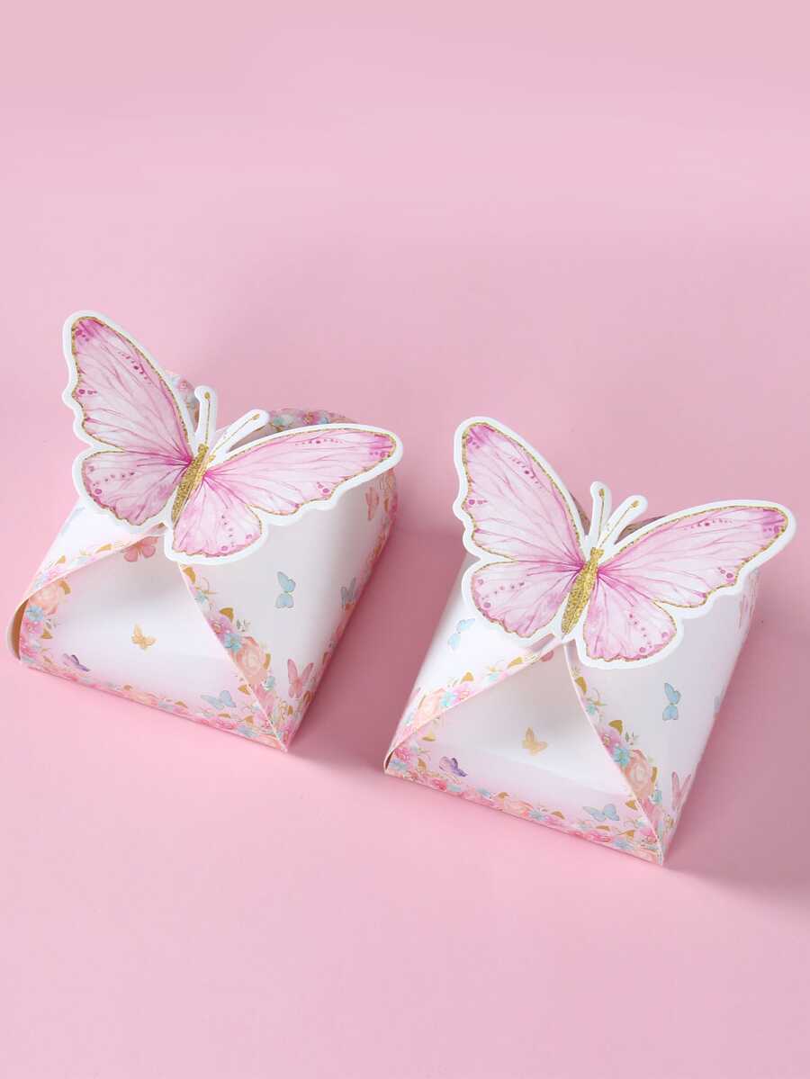 12pcs Pink Butterfly Style Gift Box, Boy Girl Gender Reveal Birthday