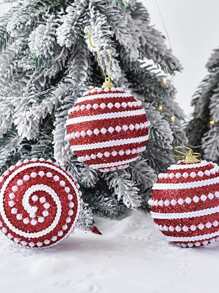 珍珠線裝飾優雅膠黏劑聖誕球,樹裝飾物,泡沫&金屬亮絲球聖誕裝飾用品