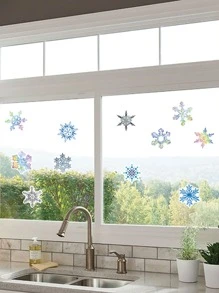 50 張聖誕雪花裝飾貼紙，包括卡通汽車設計。可用於窗戶、玻璃門、生日裝飾、塗鴉、行李、汽車/摩托車/滑板防水貼紙 - 彩色 - 查看 9