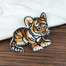 3pcs Set Tiger Embroidered Cloth Patches, Cute Animal Design Iron On Patches For Clothing, Jacket, S, DIY Decor Accessories