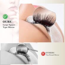 1 Pieza Espejo De Extensión De Pestañas En Forma De Rectángulo De Acero Inoxidable, Herramienta De Pestañas Portátil Manual Para Belleza Y Maquillaje - Multicolor - Ver 3