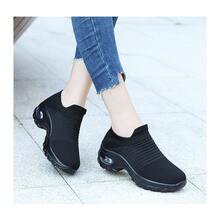 2024年夏季男士透氣增高休閒運動軟底懶人鞋 - 黑色 - 查看 2