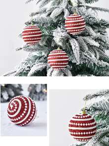 珍珠線裝飾優雅膠黏劑聖誕球,樹裝飾物,泡沫&金屬亮絲球聖誕裝飾用品