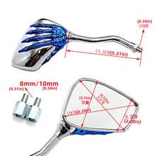 一對通用摩托車骨架骷髏手後視鏡 8 毫米 10 毫米摩托車後視鏡踏板車越野 - 黑色 - 查看 2