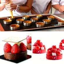 Tròn Đục lỗ Vòng bánh Mousse Với Lỗ , 0.8mm , Đối với Tiếng Pháp Bánh & Cheese , Khuôn nướng , Thép không gỉ 430 - Bạc - Xem 5