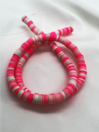 1股6mm混色柔軟的陶瓷圓珠,DIY珠寶製作用品,粉色的