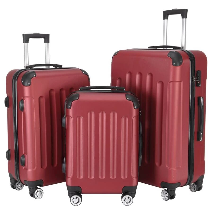 3-In-1 Portable ABS Trolley Case Luggage 20" / 24" / 28" - Đỏ - Xem 1