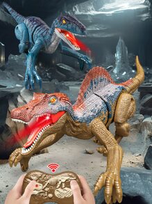 1 hộp Đồ chơi điện Điều khiển từ xa Hình khủng long, Tiếng gầm Velociraptor & Mô hình động vật mô phỏng ánh sáng Spinosaurus Thời kỳ kỷ Jura Quà tặng sinh vật thời tiền sử cho bé trai 3-12 tuổi, Có thể sạc lại, Bộ điều khiển từ xa Yêu cầu pin thông thường (Không bao gồm pin), Màu nâu - màu nâu - Xem 1