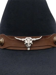 Sombrero Vaquero Texana Fabellino 8 Segundos Gamuza Hombre Mujer Taurino Cowboy - Negro - Ver 3
