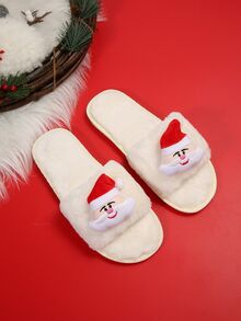 Chanclas de casa de mujeres de moda Papá Noel de Navidad decorativo - Blanco - Ver 4