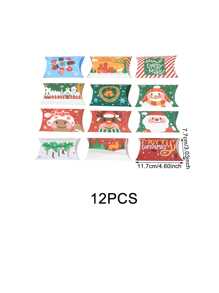 12入組聖誕節裝飾卡通抱枕造型禮品紙盒,混色 - 彩色 - 查看 4