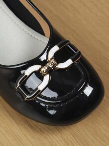 Women's Chunky Heel, Slip-Resistant, Square Toe Patent Leather Shoes, 2023 New Arrivals - Black - View 5