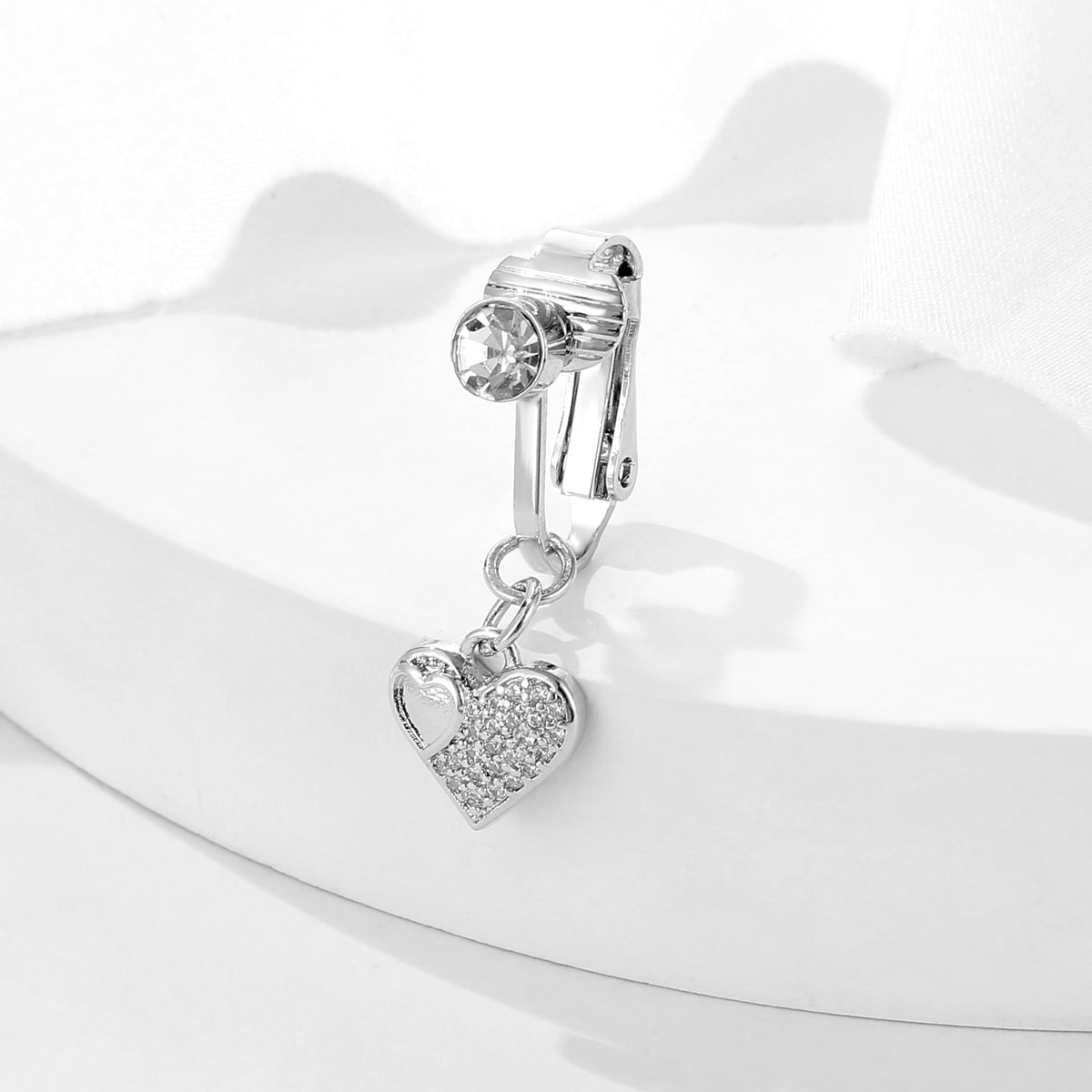 NonPiercing Heart Fake Belly Piercing Clip On Umbilical Navel Fake