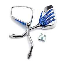 一對通用摩托車骨架骷髏手後視鏡 8 毫米 10 毫米摩托車後視鏡踏板車越野 - 黑色 - 查看 10