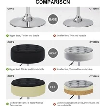 Fumahaus Modern Velvet 360°Swivel Round Ottoman Stool,Comfortable 16.5'' Tufted Vanity Stool,Upholstered Padded Accent Stool For Makeup Room,Bedroom,Black - 黑色 - 查看 10