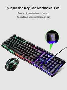 Cool Illuminated Gaming Keyboard & Mouse Set With Mechanical Feeling, Wired For Desktop & Laptop Computers - Black - View 2