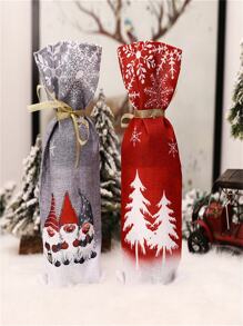 TYFYO 1pc Christmas Forest Man Pattern Printed Wine Bottle Cover, Santa Claus Table Decoration And No Face Man Red Wine Bottle Cover,Christmas - Multicolor - View 1