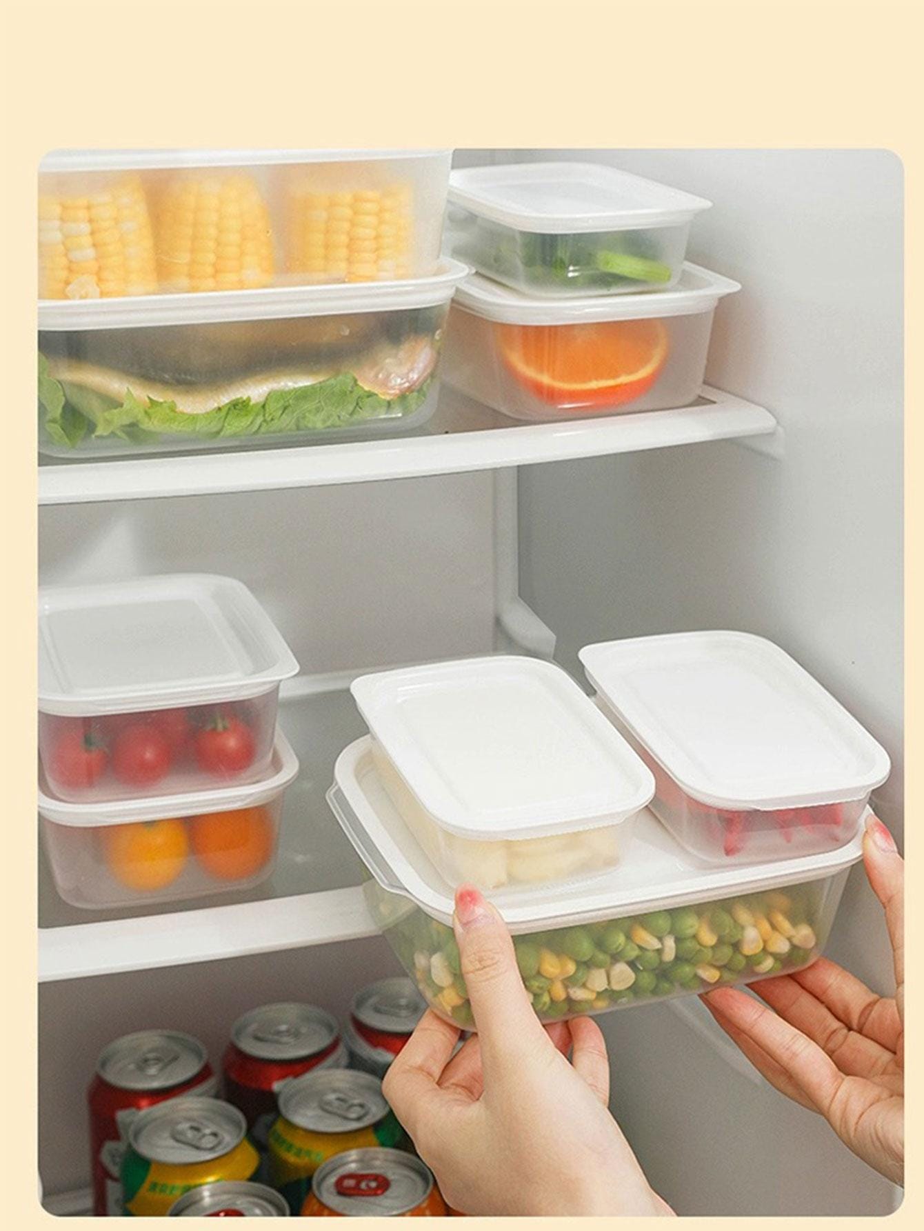 3pcs Refrigerator Rectangle Shaped Food Storage Container, Microwave