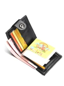 Carteira curta masculina/carteira masculina/carteira masculina couro - Preto - Visão 3