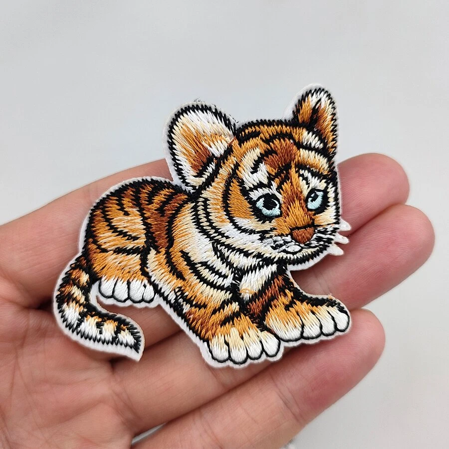 3pcs Set Tiger Embroidered Cloth Patches, Cute Animal Design Iron On Patches For Clothing, Jacket, S, DIY Decor Accessories