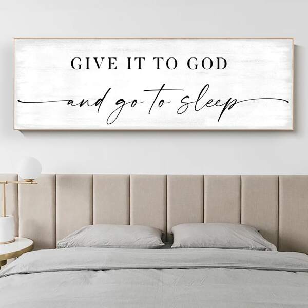 1 pc Modern Line Art Poster Give It To God and Go To Sleep Scripture Canvas Painting Wall Art Bedroom Living Room Decor