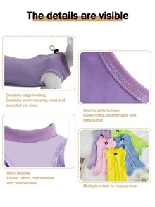 1入組紫色貓外科手術恢復套裝,柔軟的&舒服的連身背心至防止舔舐和抓撓 - 紫色 - 查看 5