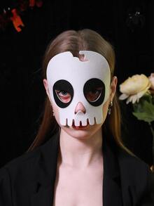 2 Piezas Máscara De Maquillaje Para Disfraz De Fiesta De Halloween, Tema De Día Festivo - Blanco y Negro - Ver 1