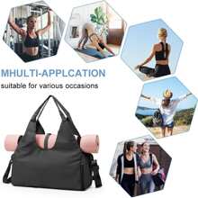 Gym Bag Travel Bag Women Men Travel Duffel Bag With Shoes Compartment Sports Gym Tote Bag Weekend Bag Overnight Bag Yoga Mat Bag For Swimming, Basketball Black